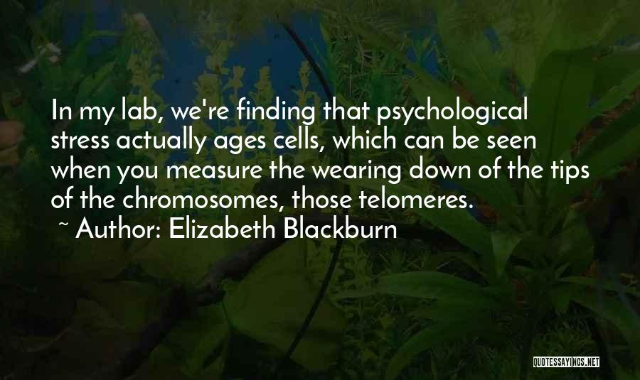 Elizabeth Blackburn Quotes: In My Lab, We're Finding That Psychological Stress Actually Ages Cells, Which Can Be Seen When You Measure The Wearing