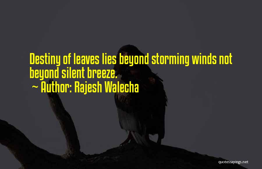 Rajesh Walecha Quotes: Destiny Of Leaves Lies Beyond Storming Winds Not Beyond Silent Breeze.