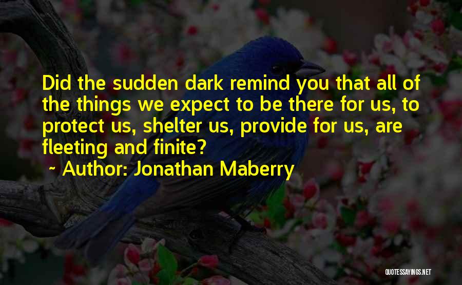 Jonathan Maberry Quotes: Did The Sudden Dark Remind You That All Of The Things We Expect To Be There For Us, To Protect