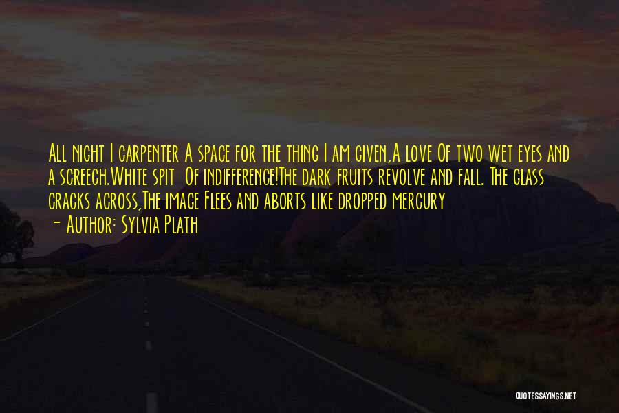 Sylvia Plath Quotes: All Night I Carpenter A Space For The Thing I Am Given,a Love Of Two Wet Eyes And A Screech.white