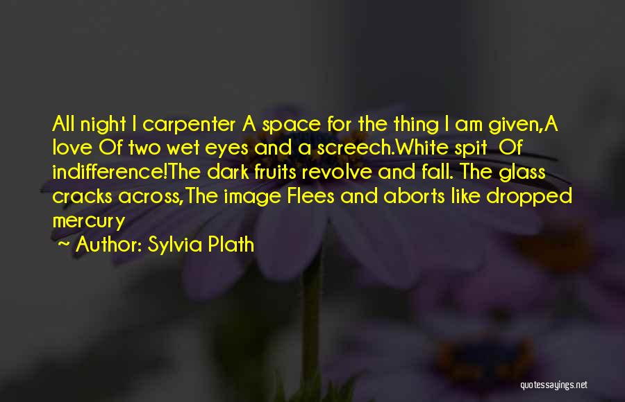 Sylvia Plath Quotes: All Night I Carpenter A Space For The Thing I Am Given,a Love Of Two Wet Eyes And A Screech.white