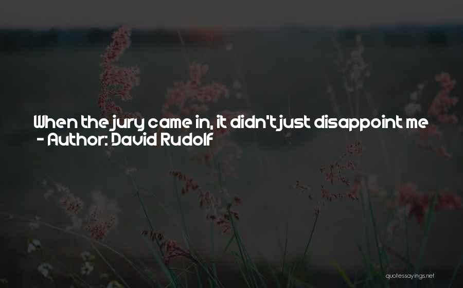 David Rudolf Quotes: When The Jury Came In, It Didn't Just Disappoint Me It Shook The Foundations Of My Beliefs, It Shook The