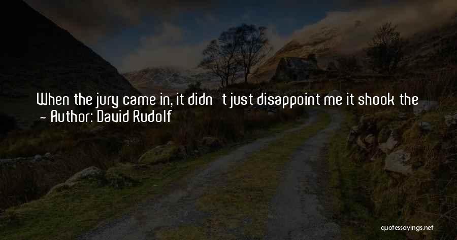 David Rudolf Quotes: When The Jury Came In, It Didn't Just Disappoint Me It Shook The Foundations Of My Beliefs, It Shook The