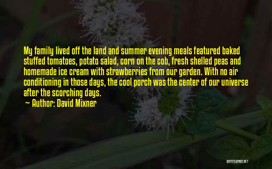 David Mixner Quotes: My Family Lived Off The Land And Summer Evening Meals Featured Baked Stuffed Tomatoes, Potato Salad, Corn On The Cob,