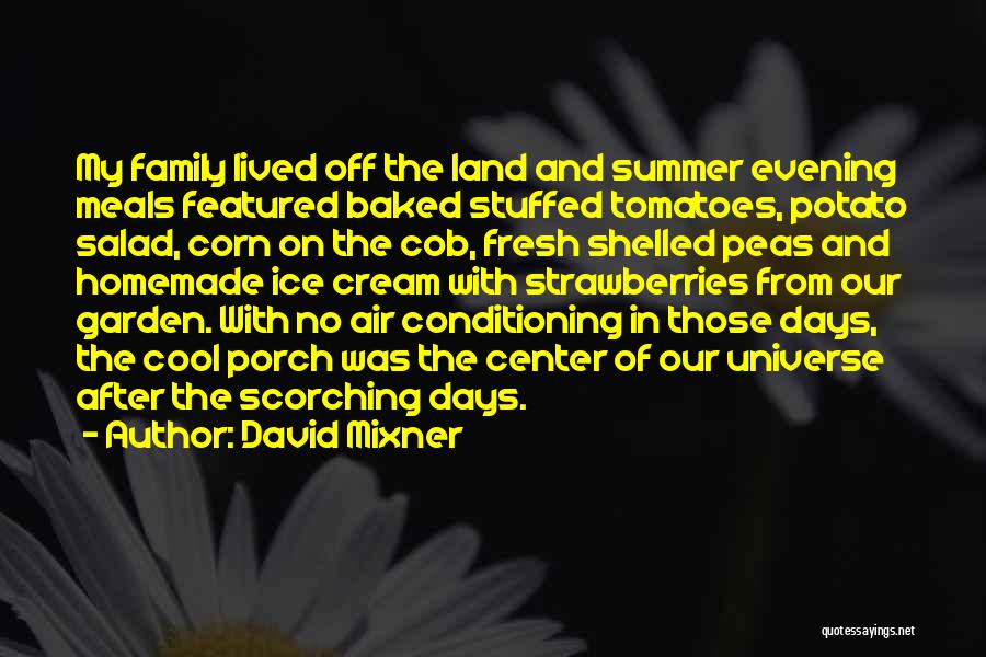 David Mixner Quotes: My Family Lived Off The Land And Summer Evening Meals Featured Baked Stuffed Tomatoes, Potato Salad, Corn On The Cob,