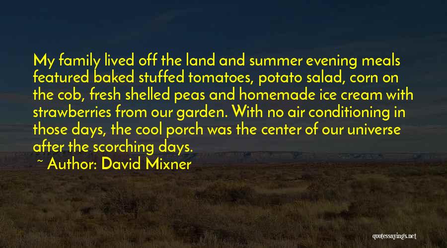 David Mixner Quotes: My Family Lived Off The Land And Summer Evening Meals Featured Baked Stuffed Tomatoes, Potato Salad, Corn On The Cob,