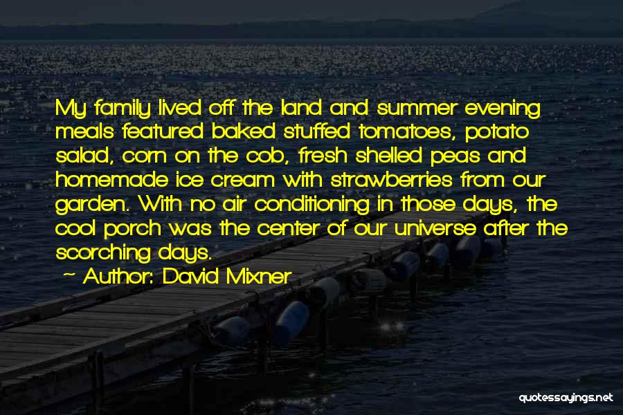 David Mixner Quotes: My Family Lived Off The Land And Summer Evening Meals Featured Baked Stuffed Tomatoes, Potato Salad, Corn On The Cob,