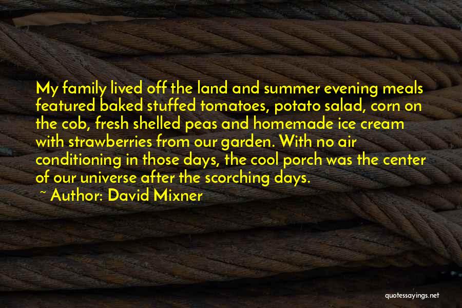 David Mixner Quotes: My Family Lived Off The Land And Summer Evening Meals Featured Baked Stuffed Tomatoes, Potato Salad, Corn On The Cob,