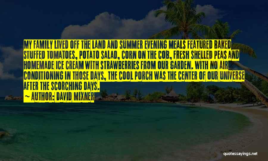 David Mixner Quotes: My Family Lived Off The Land And Summer Evening Meals Featured Baked Stuffed Tomatoes, Potato Salad, Corn On The Cob,