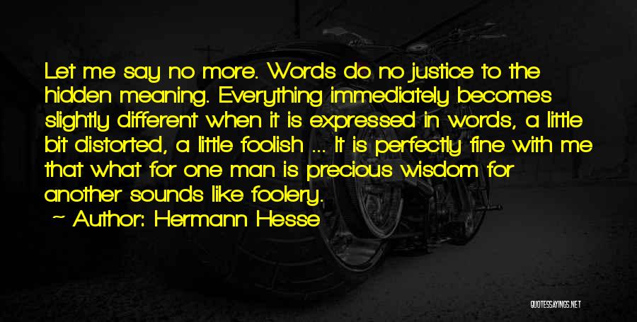 Hermann Hesse Quotes: Let Me Say No More. Words Do No Justice To The Hidden Meaning. Everything Immediately Becomes Slightly Different When It