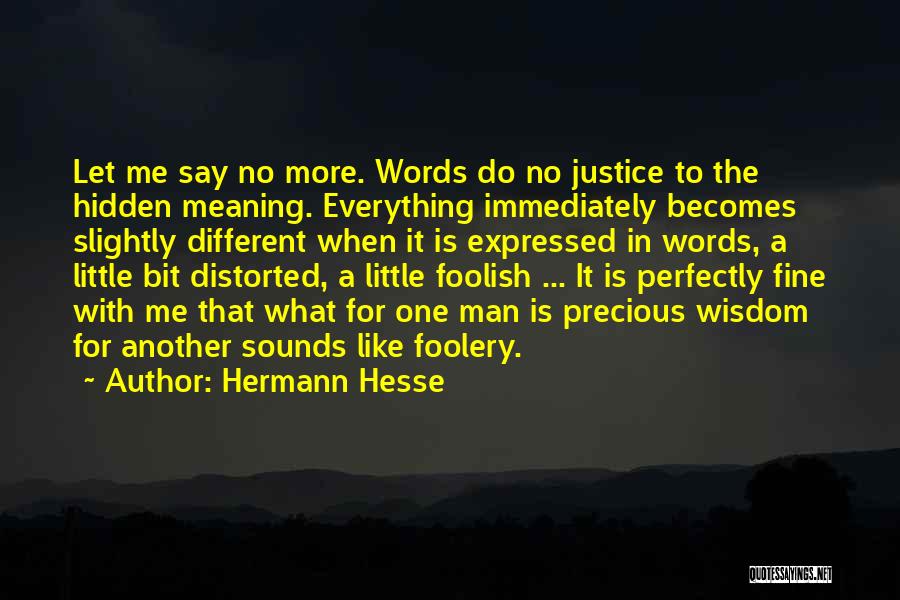 Hermann Hesse Quotes: Let Me Say No More. Words Do No Justice To The Hidden Meaning. Everything Immediately Becomes Slightly Different When It