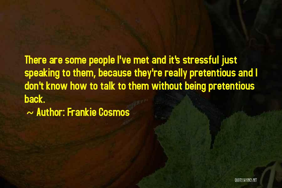 Frankie Cosmos Quotes: There Are Some People I've Met And It's Stressful Just Speaking To Them, Because They're Really Pretentious And I Don't
