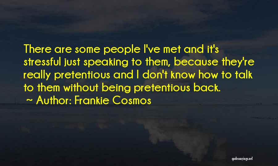 Frankie Cosmos Quotes: There Are Some People I've Met And It's Stressful Just Speaking To Them, Because They're Really Pretentious And I Don't