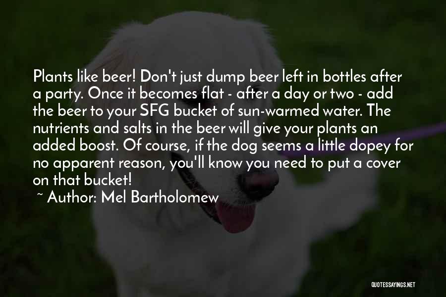 Mel Bartholomew Quotes: Plants Like Beer! Don't Just Dump Beer Left In Bottles After A Party. Once It Becomes Flat - After A