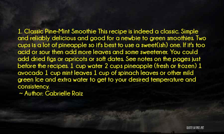 Gabrielle Raiz Quotes: 1. Classic Pine-mint Smoothie This Recipe Is Indeed A Classic. Simple And Reliably Delicious And Good For A Newbie To
