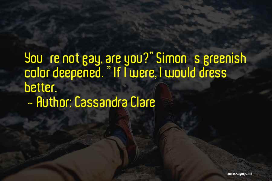 Cassandra Clare Quotes: You're Not Gay, Are You?simon's Greenish Color Deepened. If I Were, I Would Dress Better.