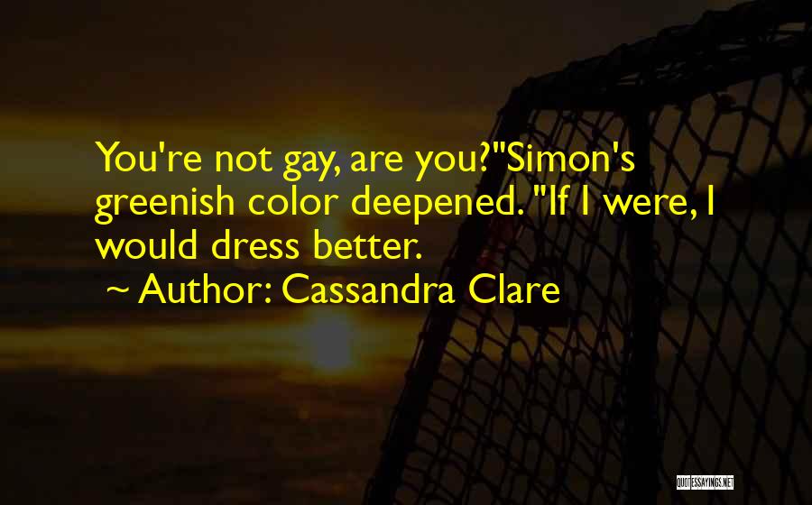 Cassandra Clare Quotes: You're Not Gay, Are You?simon's Greenish Color Deepened. If I Were, I Would Dress Better.