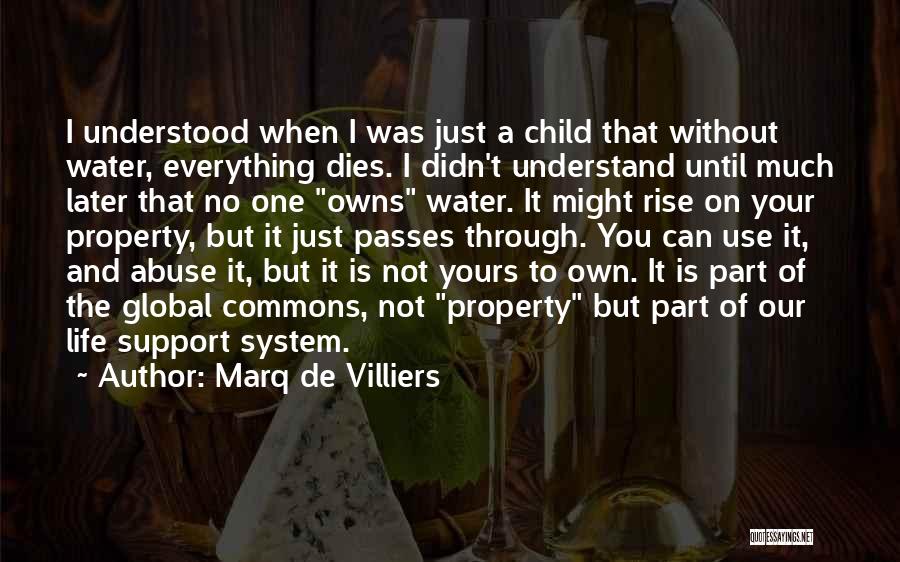 Marq De Villiers Quotes: I Understood When I Was Just A Child That Without Water, Everything Dies. I Didn't Understand Until Much Later That