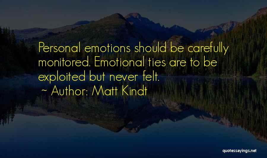 Matt Kindt Quotes: Personal Emotions Should Be Carefully Monitored. Emotional Ties Are To Be Exploited But Never Felt.
