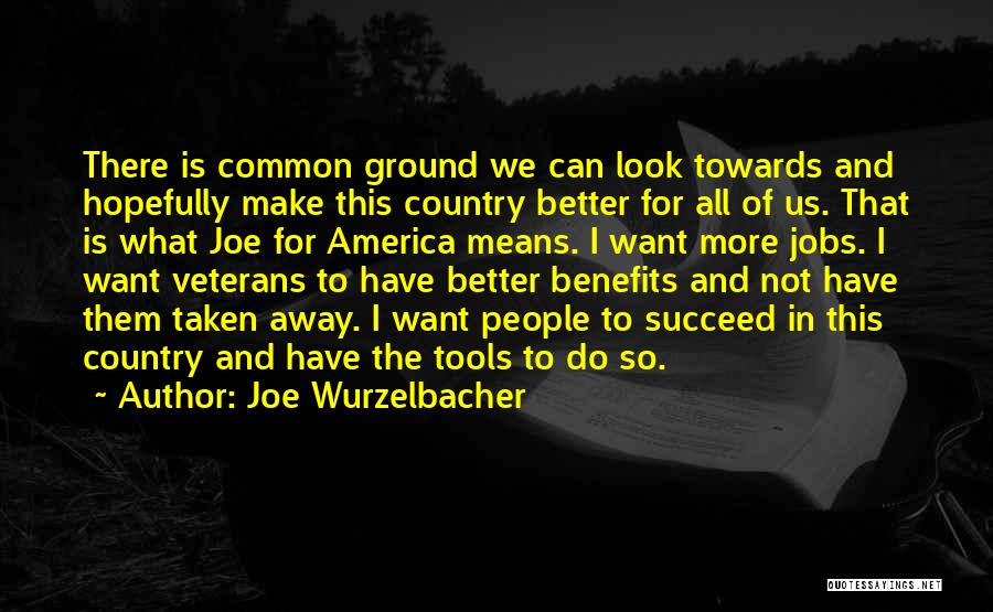 Joe Wurzelbacher Quotes: There Is Common Ground We Can Look Towards And Hopefully Make This Country Better For All Of Us. That Is