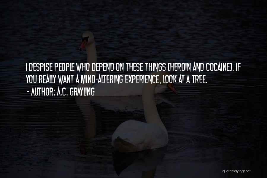 A.C. Grayling Quotes: I Despise People Who Depend On These Things [heroin And Cocaine]. If You Really Want A Mind-altering Experience, Look At