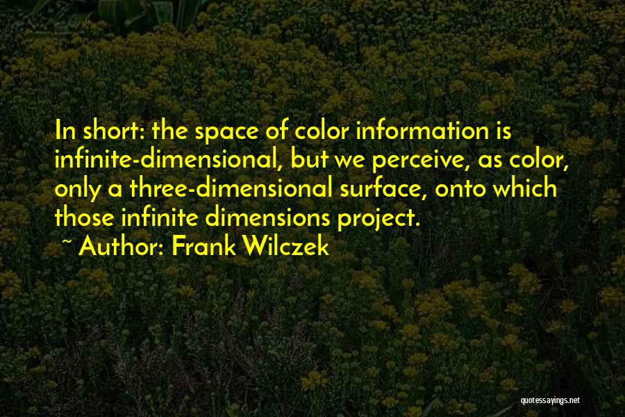 Frank Wilczek Quotes: In Short: The Space Of Color Information Is Infinite-dimensional, But We Perceive, As Color, Only A Three-dimensional Surface, Onto Which