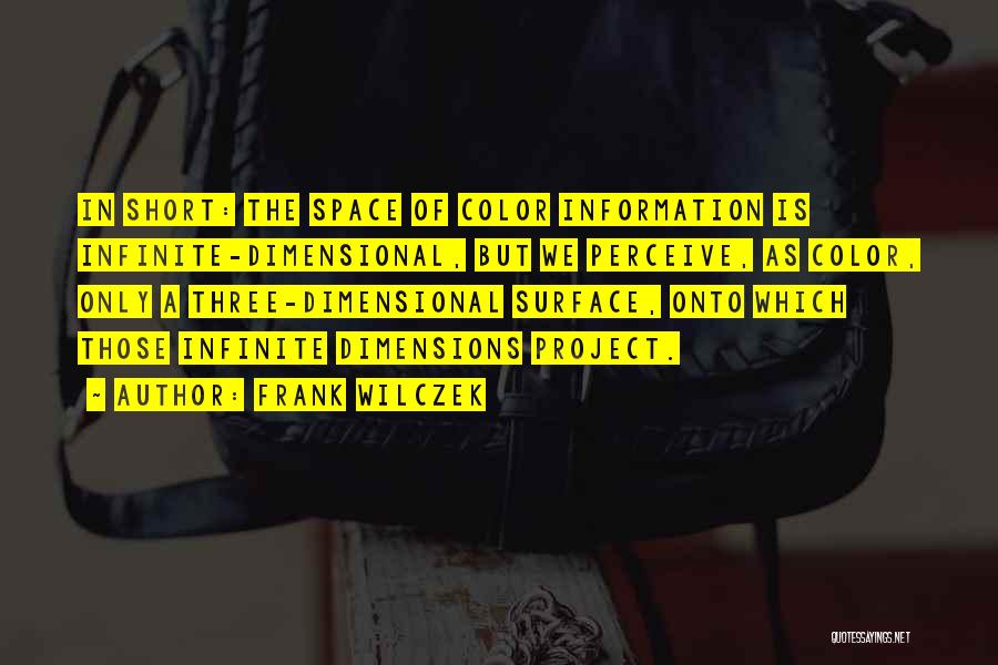 Frank Wilczek Quotes: In Short: The Space Of Color Information Is Infinite-dimensional, But We Perceive, As Color, Only A Three-dimensional Surface, Onto Which