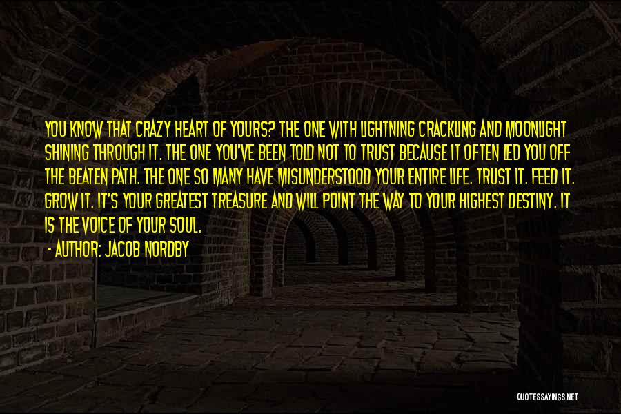 Jacob Nordby Quotes: You Know That Crazy Heart Of Yours? The One With Lightning Crackling And Moonlight Shining Through It. The One You've