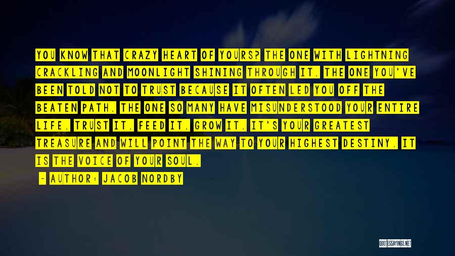 Jacob Nordby Quotes: You Know That Crazy Heart Of Yours? The One With Lightning Crackling And Moonlight Shining Through It. The One You've