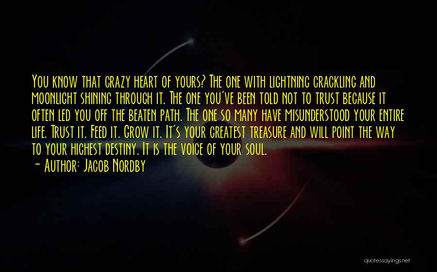 Jacob Nordby Quotes: You Know That Crazy Heart Of Yours? The One With Lightning Crackling And Moonlight Shining Through It. The One You've