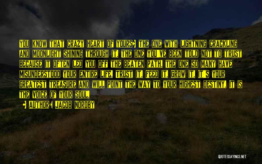 Jacob Nordby Quotes: You Know That Crazy Heart Of Yours? The One With Lightning Crackling And Moonlight Shining Through It. The One You've