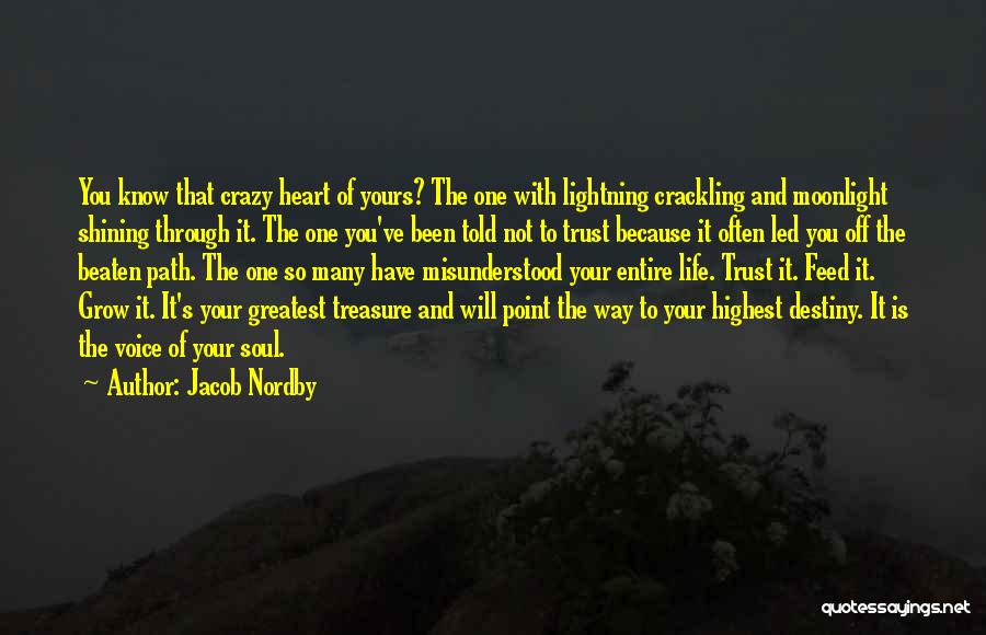 Jacob Nordby Quotes: You Know That Crazy Heart Of Yours? The One With Lightning Crackling And Moonlight Shining Through It. The One You've