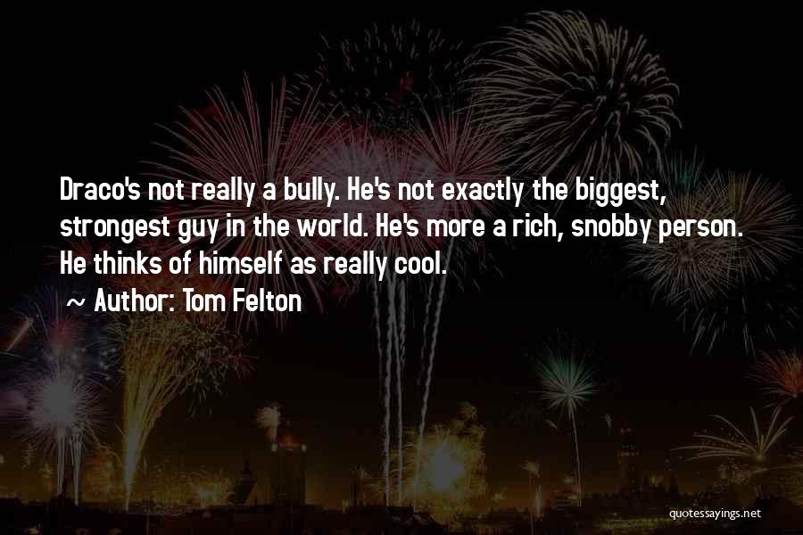 Tom Felton Quotes: Draco's Not Really A Bully. He's Not Exactly The Biggest, Strongest Guy In The World. He's More A Rich, Snobby