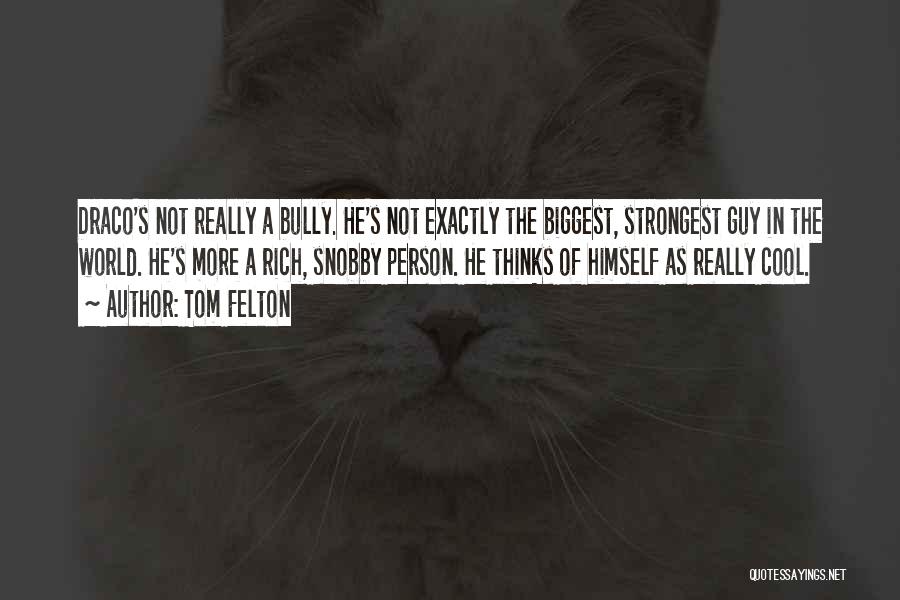 Tom Felton Quotes: Draco's Not Really A Bully. He's Not Exactly The Biggest, Strongest Guy In The World. He's More A Rich, Snobby