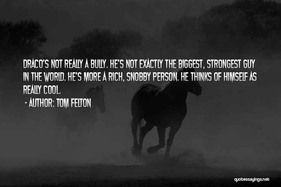 Tom Felton Quotes: Draco's Not Really A Bully. He's Not Exactly The Biggest, Strongest Guy In The World. He's More A Rich, Snobby