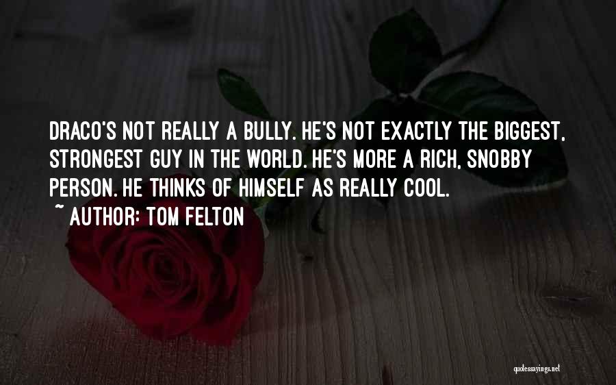 Tom Felton Quotes: Draco's Not Really A Bully. He's Not Exactly The Biggest, Strongest Guy In The World. He's More A Rich, Snobby