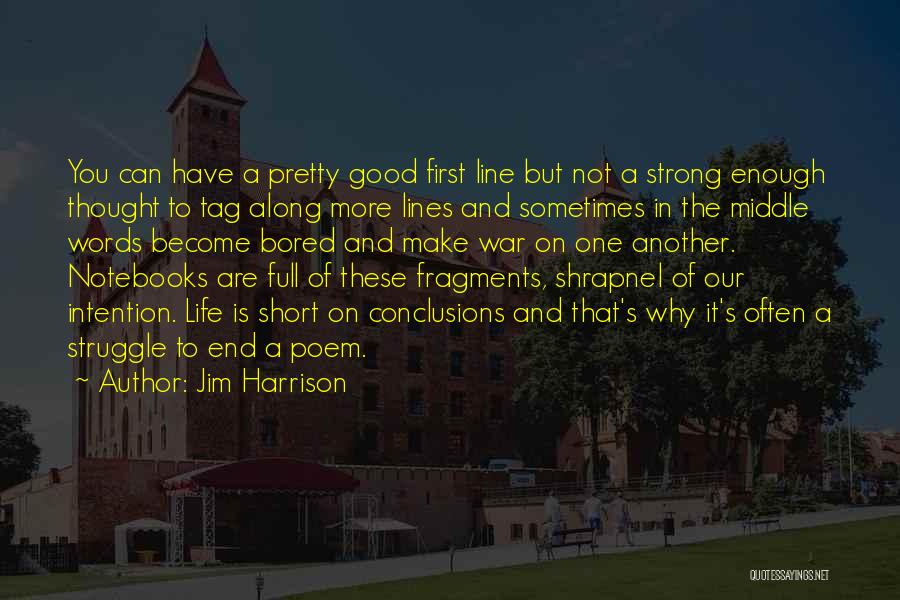 Jim Harrison Quotes: You Can Have A Pretty Good First Line But Not A Strong Enough Thought To Tag Along More Lines And