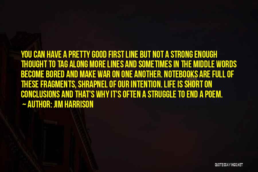 Jim Harrison Quotes: You Can Have A Pretty Good First Line But Not A Strong Enough Thought To Tag Along More Lines And