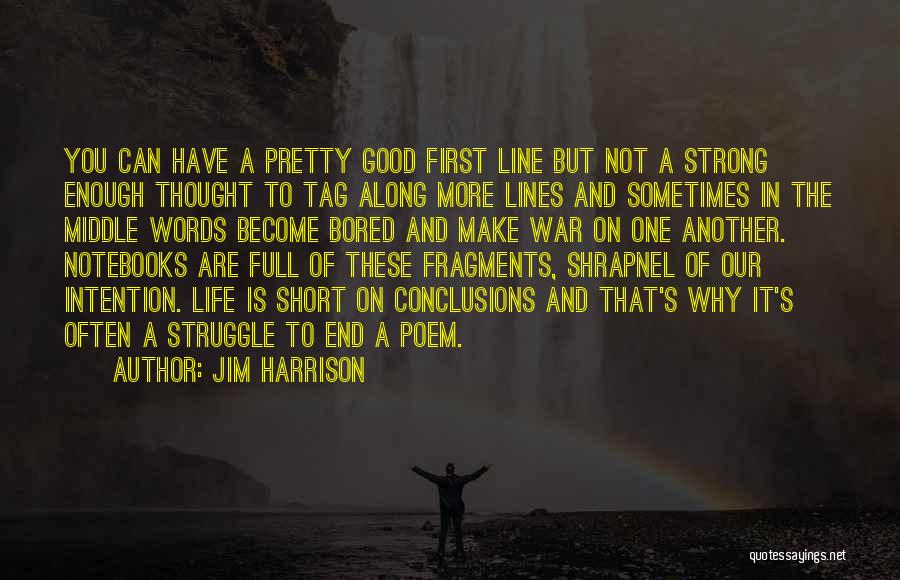 Jim Harrison Quotes: You Can Have A Pretty Good First Line But Not A Strong Enough Thought To Tag Along More Lines And