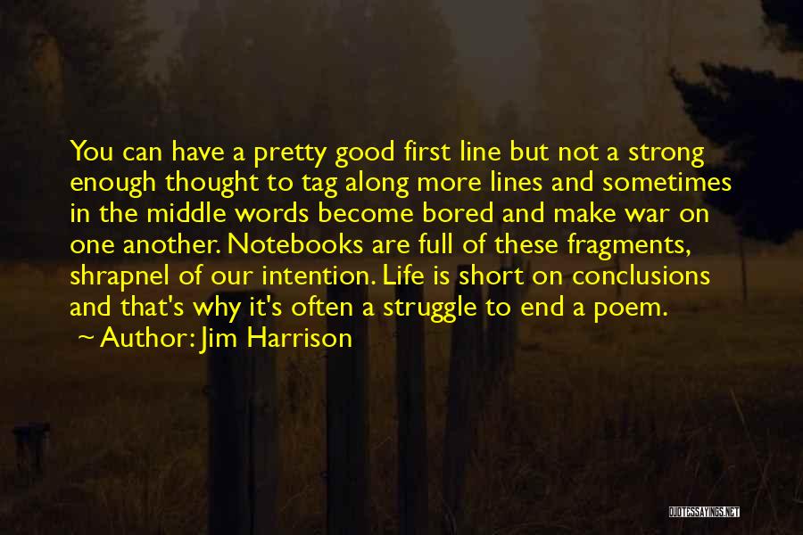 Jim Harrison Quotes: You Can Have A Pretty Good First Line But Not A Strong Enough Thought To Tag Along More Lines And