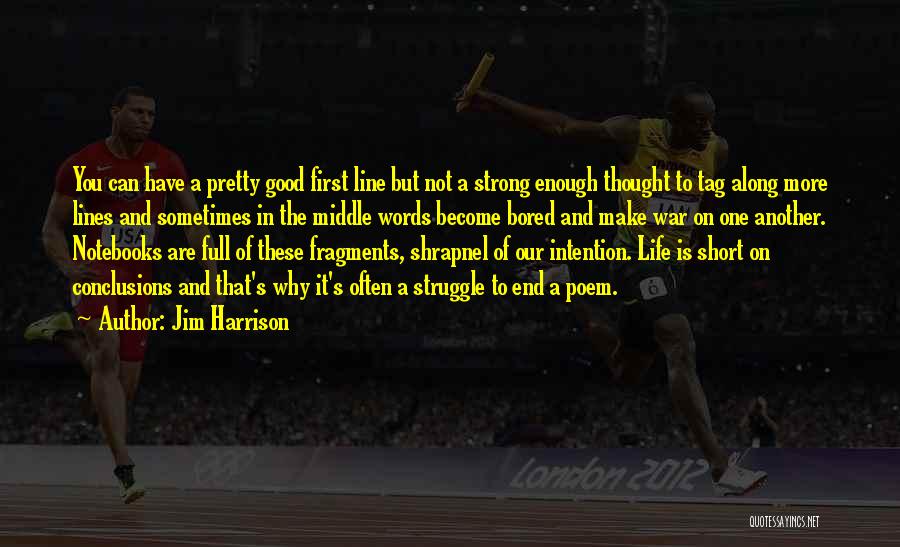 Jim Harrison Quotes: You Can Have A Pretty Good First Line But Not A Strong Enough Thought To Tag Along More Lines And