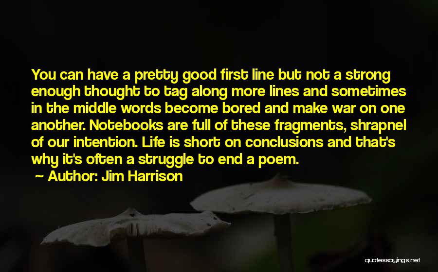 Jim Harrison Quotes: You Can Have A Pretty Good First Line But Not A Strong Enough Thought To Tag Along More Lines And