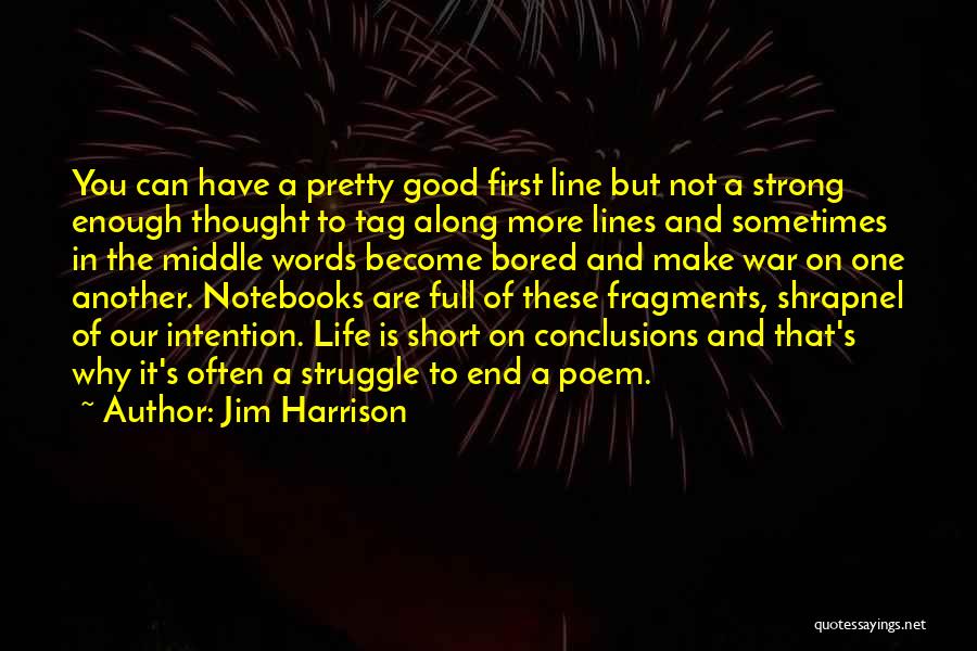 Jim Harrison Quotes: You Can Have A Pretty Good First Line But Not A Strong Enough Thought To Tag Along More Lines And