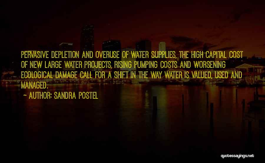 Sandra Postel Quotes: Pervasive Depletion And Overuse Of Water Supplies, The High Capital Cost Of New Large Water Projects, Rising Pumping Costs And