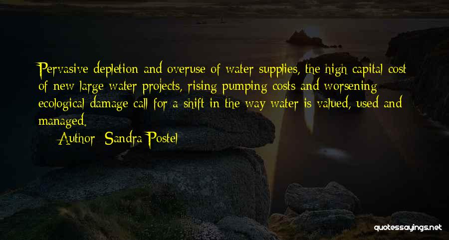 Sandra Postel Quotes: Pervasive Depletion And Overuse Of Water Supplies, The High Capital Cost Of New Large Water Projects, Rising Pumping Costs And