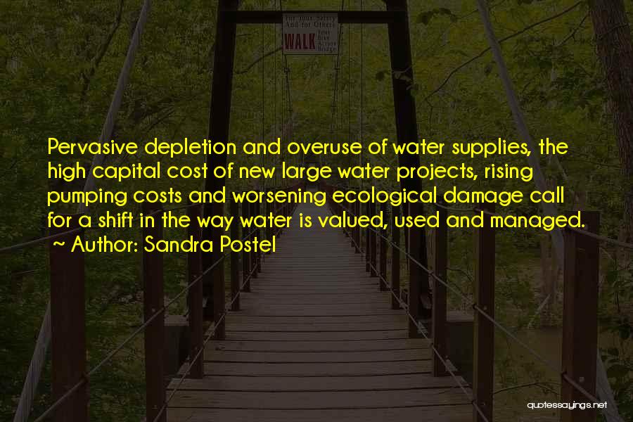 Sandra Postel Quotes: Pervasive Depletion And Overuse Of Water Supplies, The High Capital Cost Of New Large Water Projects, Rising Pumping Costs And