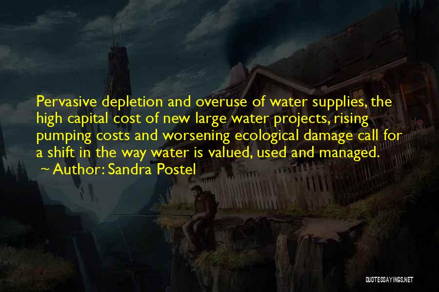 Sandra Postel Quotes: Pervasive Depletion And Overuse Of Water Supplies, The High Capital Cost Of New Large Water Projects, Rising Pumping Costs And