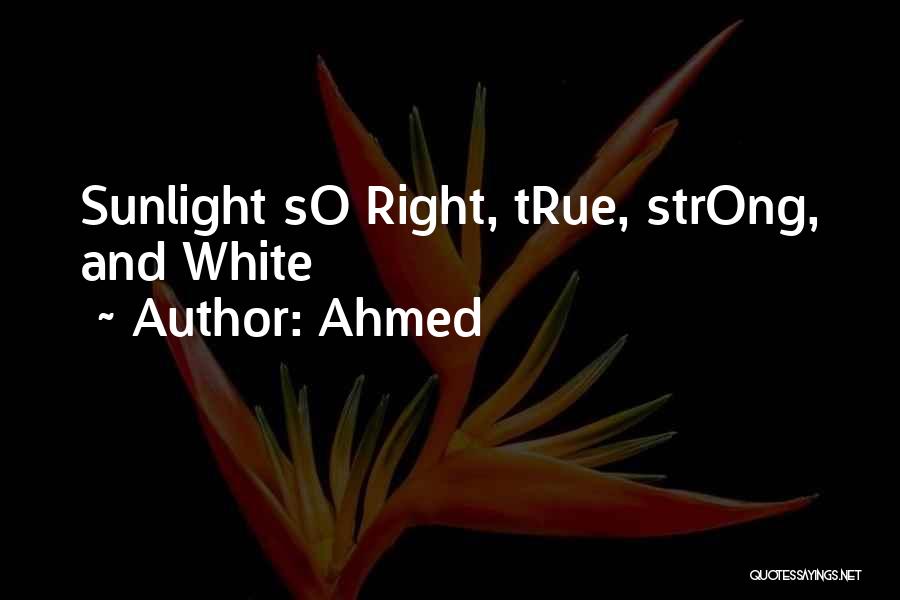 Ahmed Quotes: Sunlight So Right, True, Strong, And White