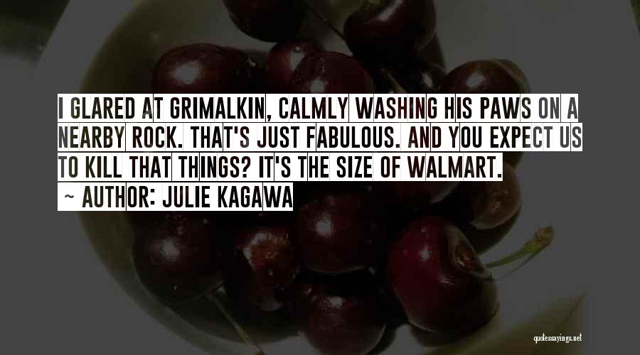 Julie Kagawa Quotes: I Glared At Grimalkin, Calmly Washing His Paws On A Nearby Rock. That's Just Fabulous. And You Expect Us To