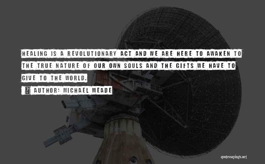 Michael Meade Quotes: Healing Is A Revolutionary Act And We Are Here To Awaken To The True Nature Of Our Own Souls And